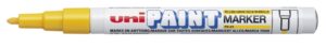 Uni-ball PX-21 Paint Marker - Marcador de Pintura - Punta Acrilica de Bala 0.8-1.2mm - Permanente en Todas las Superficies - Resistente a Luz y Agua - Cuerpo de Aluminio - Color Amarillo