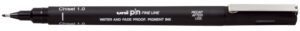 Uni-ball PINCS1-200 Rotulador Calibrado - Punta Poliacetal - Trazo Chisel - Tinta Pigmentada Resistente al Agua y Luz - Color Negro
