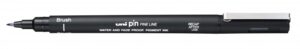 Uni-ball PINBR-200 Rotulador Calibrado - Punta Poliacetal Brush - Tinta Pigmentada Resistente al Agua y Luz - Color Negro