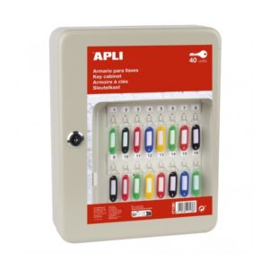 Apli Armario Porta Llaves con Cierre - 40 Posiciones - Ideal para Oficinas y Almacenes - Organizacion y Acceso Facil - No Incluye Llaveros - Color Blanco