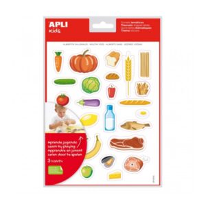 Apli Bolsa de Gomets Tematicos Alimentos Saludables - Adhesivo Removible - Ilustraciones Divertidas - Fomenta Habilidades Motoras