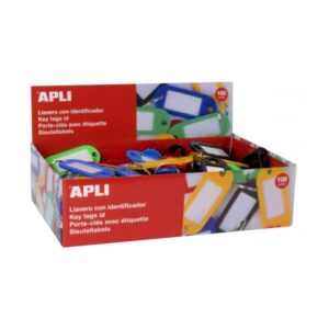 Apli Pack de 100 Llaveros con Etiqueta - Facil Apertura - Ideal para Oficinas, Almacenes y Hogar - Colores Surtidos