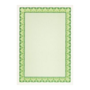 Apli Pack de 10 Hojas de Papel Certificado - Diseño de Concha - 115gr - Ideal para Certificados y Diplomas - Compatible con Impresoras y Escritura Manual - Color Verde Esmeralda