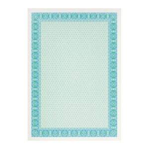 Apli Pack de 10 Hojas de Papel Certificado - Diseño Helico en el Marco - 115gr - Compatible con Impresoras Inkjet, Laser y Fotocopiadoras - Color Azul Turquesa