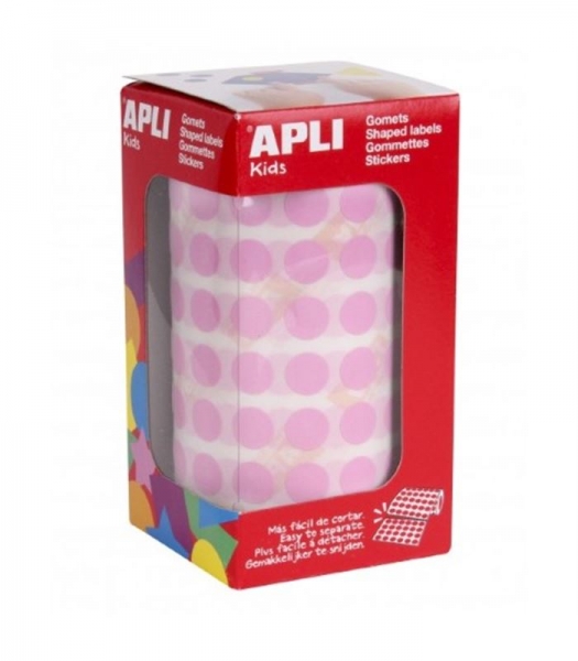 Apli Rollo de Gomets Redondos - Adhesivo Permanente - 5.192 Gomets - Fomenta la Psicomotricidad - Adhesivo Base Agua - Libre de Disolventes