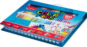Maped Color`Peps Pack de 100 Piezas para Colorear - 36 Rotuladores, 36 Lapices, 24 Ceras, 1 Rotulador Punta Pincel, 1 Lapiz Grafito, 1 Goma y 1 Sacapuntas - Colores Surtidos