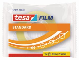 Tesa Tesafilm Standard Cinta Autoadhesiva Transparente 15mmx33m - Buena Adherencia y Alta Resistencia a la Luz UV - Sin PVC