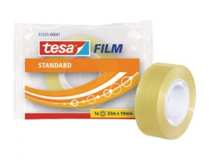Tesa Tesafilm Standard Cinta Autoadhesiva Transparente 19mmx33m - Buena Adherencia y Alta Resistencia a la Luz UV - Sin PVC