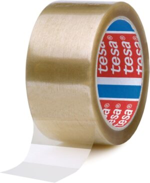 Tesa 4089 Precinto de Embalar 50mm x 132 Metros - Fabricado en Polipropileno - Adhesivo de Caucho Natural - Transparente