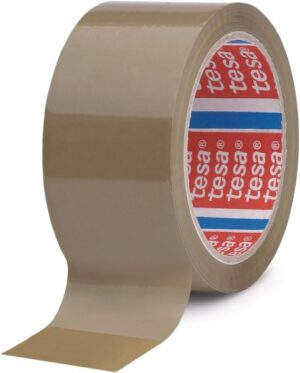 Tesa 4089 Precinto de Embalar 50mm x 132 Metros - Fabricado en Polipropileno - Adhesivo de Caucho Natural - Color Marron