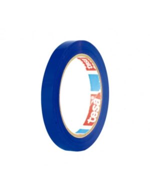 Tesa 60404 Cinta de Embalar Premium 12mm x 66 Metros - Fabricado en SPVC - Adhesivo de Caucho Natural - Color Azul