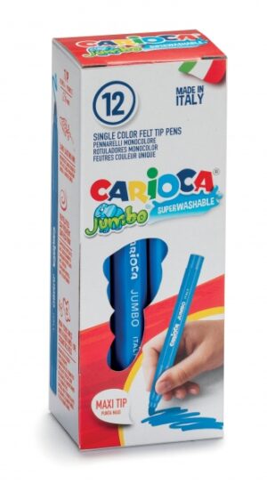 Carioca Jumbo Rotulador - Cuerpo Octogonal Maxi - Tinta Superlavable - Punta Maxi 6mm Bloqueada - Tapa Ventilada - Color Varios