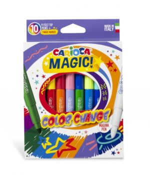 Carioca Color Change Pack de 10 Rotuladores - Tinta Magica Cambia de Color - Incluye Rotulador Magink para Dos Colores - Punta Maxi Bloqueada con Tapa Ventilada - Color Varios