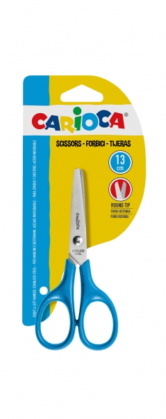 Carioca Tijeras Pequeñas 13cm - Punta Redonda - Acero Inoxidable - Comodas para Zurdos y Diestros - Color Azul