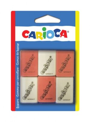 Carioca Pack de 6 Gomas Rectangulares - Borrado Preciso - Diseño Ergonomico - Color Varios