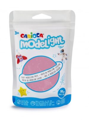 Carioca Modelight Pack de Pasta de Moldear Super Ligera - Elastica y Maleable - Se Seca al Aire - No Ensucia las Manos - Reutilizable con Agua - Color Rosa