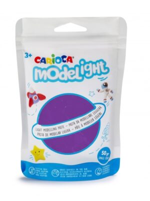 Carioca Modelight Pack de Pasta de Moldear Super Ligera - Elastica y Maleable - Se Seca al Aire - No Ensucia las Manos - Reutilizable con Agua - Color Morado