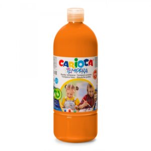 Carioca Botella Tempera 1000ml - Colores Superlavables - Faciles de Mezclar - Aplicable en Materiales Porosos - Alta Opacidad - Color Naranja