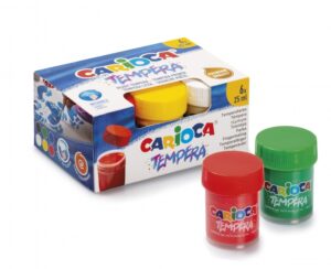 Carioca Pack de 6 Vasitos de Tempera - Colores Superlavables - Alto Poder Cubriente - Se Aplica en Materiales Porosos - Color Varios