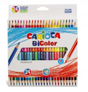 Carioca Pack de 24 Lapices Bicolor Triangulares Lacados - Mina de Alta Calidad Ø 3.3mm - Alta Resistencia a la Rotura - Color Varios