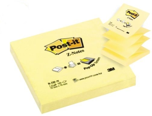 Post-it Bloc de 100 Z-Notas Adhesivas Removibles Zig-Zag Canary Yellow 76x76mm - Papel con Certificacion PEFC - 7100103164 - Color Amarillo Claro