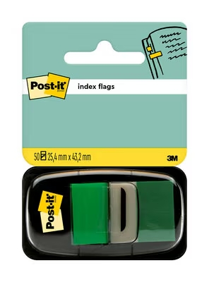 Post-it Index Dispensador con 50 Marcadores Reposicionables 25.4 x 43.2mm - Adherencia Firme - Para Marcar, Señalar o Destacar Informacion - 7000029856 - Color Verde