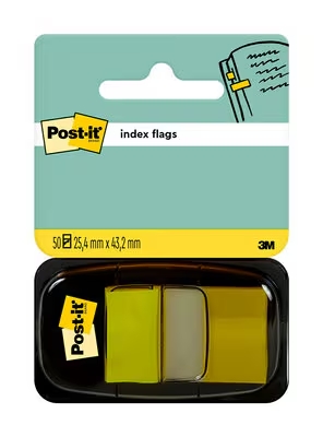 Post-it Index Dispensador con 50 Marcadores Reposicionables 25.4 x 43.2mm - Adherencia Firme - Para Marcar, Señalar o Destacar Informacion - 7100102671 - Color Amarillo