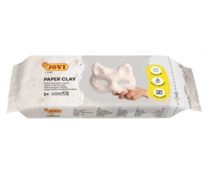 Jovi Paper Clay Pasta de Papelmache 680gr - Lista para Usar - Secado al Aire - Ligera y Facil de Modelar - No Mancha - Ideal para Figuras y Mascaras - Color Blanco