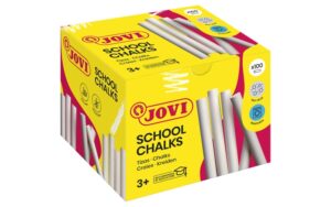 Jovi Classcolor Caja de 100 Tizas Antipolvo Blancas - Compactas - sin Polvo - Materias Primas Naturales - Trazos Nitidos - Faciles de Borrar - Resistentes - Redondas - Color Blanco