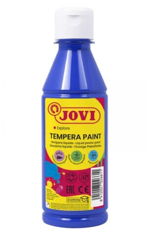 Jovi Tempera Paint Tempera Liquida 250ml - Base Agua - Lista para Usar - Alto Poder Cubriente - Secado Rapido - Excelente Fluidez - Adherencia en Multiples Superficies - Color Azul Oscuro