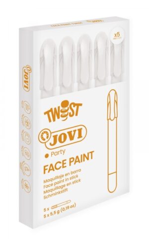 Jovi Twist Stick de Pintura de Cara - Hipoalergenico - Base Agua - Facil Aplicacion - Gran Cobertura - Secado Rapido - Facil de Retirar - Libre de Parabenos y Alergenos - Color Blanco