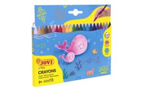 Jovi Large Easy Grip Pack de 24 Ceras Plasticas Hexagonales - Facil de Sacar Punta - No Mancha - Ideal para Manos Pequeñas - Colores Surtidos