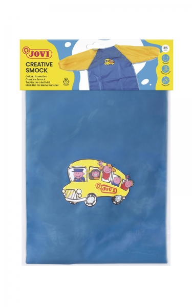 Jovi Delantal Pre-Escolar - Proteccion Contra Manchas - Recomendado de 3 a 5 Años - Puños Elasticos - Color Azul