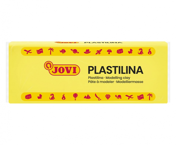 Jovi Caja de 15 Pastillas de Plastilina 150gr - 100% Vegetal - Muy Moldeable - No Se Seca - sin Gluten - Inocua y No Toxica - Ideal para Figuras en Volumen - Color Amarillo