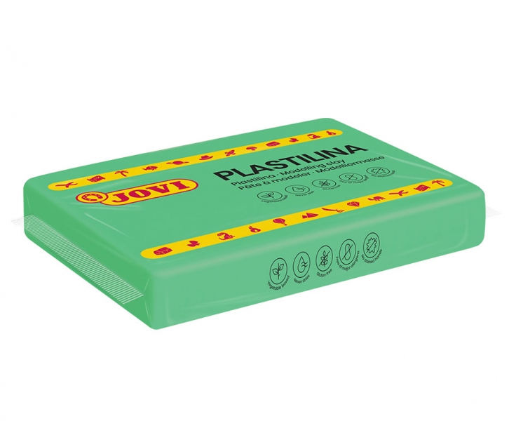 Jovi Caja de 15 Pastillas de Plastilina 350gr - 100% Vegetal - Muy Moldeable - No Se Seca - sin Gluten - Inocua y No Toxica - Color Verde
