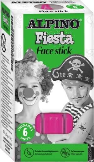 Alpino Fiesta Face Stick Pack con 6 Barritas de Pintura Facial - Sistema Retractil Giratorio - Se Lava con Agua - Testado Dermatologicamente - Color Rosa