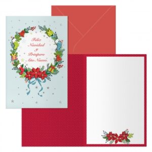 Dohe Holly Pack de 6 Tarjetas de Felicitacion Navideña con Sobre - Tamaño Cerrada 11.5x17cm, Abierta 23x17cm - Papel Offset - Impresas a todo Color