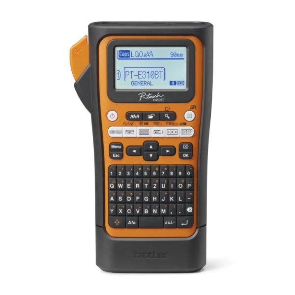 Brother PT-E310BTVP Rotuladora Electronica Bluetooth 5.0, USB - Pantalla LCD 180x180dpi - Velocidad de Impresion 20 mm/s - Ancho Max. de Cinta 15.8mm - Color Negro/Naranja