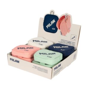 Milan Coleccion 430 Expositor con 12 Monederos Pequeños - Tamaño Monedero 10,3x10x2,5cm - Cierre de Cremallera - Mosqueton de Aluminio - Colores Surtidos