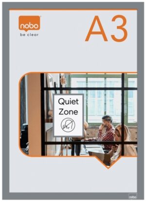 Nobo Pack de 2 Marcos Autoadhesivos Magneticos en Formato A3 - Colocacion en Vertical u Horizontal - Marco de Color Plateado