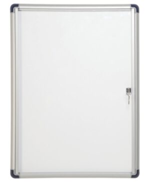 Bi-Office Vitrina para Anuncios o Carteles - Puerta Abatible con Cerradura - Tamaño 35.7 x 49cm - Superficie de Acero Lacado Magnetico - Color Aluminio