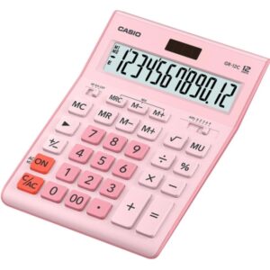 Casio GR-12C Calculadora de Sobremesa de 12 Digitos - Pantalla Extragrande - Simbolos de Comando de Funcion - Alimentacion Solar y Pilas - Color Rosa