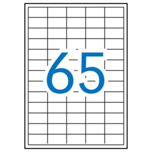 Apli Pack de 6.500 Etiquetas Rectangulares 38 x 21.2mm - 100 Hojas por 65 Etiquetas - Adhesivo Removible - Cantos Rectos - Color Blanco