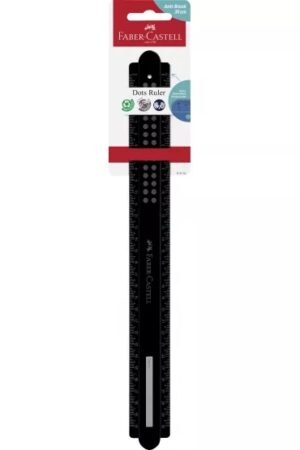 Faber-Castell Dots Regla Recta 30cm - Panel para Nombre - Escalas para Zurdos y Diestros - Color Negro