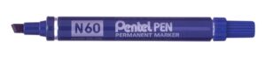 Pentel Pen N60 Rotulador Permanente - Punta Biselada Resistente y Duradera - Resistente a Agua y Luz - Color Azul