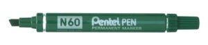 Pentel Pen N60 Rotulador Permanente - Punta Biselada Resistente y Duradera - Resistente a Agua y Luz - Color Verde