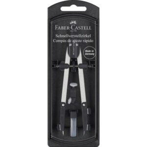 Faber-Castell Compas de Ajuste Rapido - Articulaciones en ambos Brazos - Accesorios de Recambio - Adaptador Universal