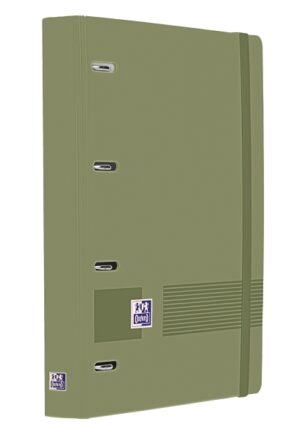 Oxford Europeanbinder Live & Go A4+ Carpeta Tamaño A4+ con Recambio de 100 Hojas Cuadricula 5x5mm - Tapa de Plastico Polyfoam - Cierre con Goma - Color Verde Safari