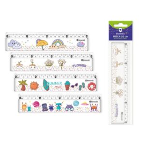 Bismark Regla 20cm con Bolitas de Colores en su Interior - Fabricada en Plastico - Ideal para Colegio - 4 Diseños Diferentes