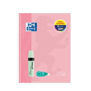 Oxford Europeanbook 10 Touch Cuaderno A4+ Cuadriculado 5x5mm 150 Hojas + Marcador Texmarker 490 Pastel Pelikan + Corrector Fancy Roller Pelikan - Tapa Extradura - 10 Bandas de Color - Colores Pastel Surtidos